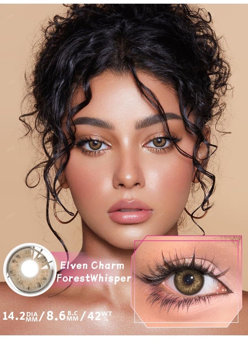 UYAAI Elven Charm Forest Whisper Series Yearly Colored Contact Lenses, Unisex Cosmetic Contact Lenses, Natural Fashion Lenses, 42% Soft Lenses - Image 1